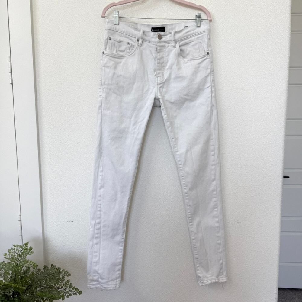 Purple Brand P001 Skinny Jeans White Button Fly Stretch Distressed Men 32
